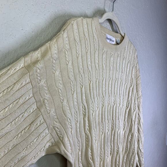 BARRY BRICKIN Sweater Vintage Silk Cable Knit‎ Crew Neck Pullover Drop Shoulder - Picture 7 of 11